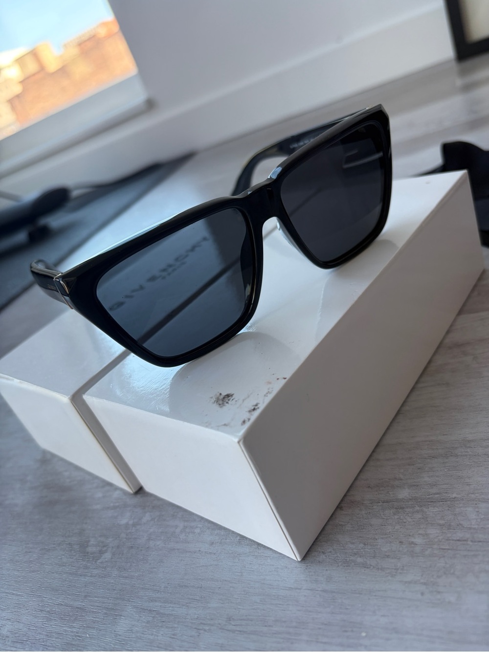 Givenchy Black Cat-Eye Sunglasses with Dark Lenses